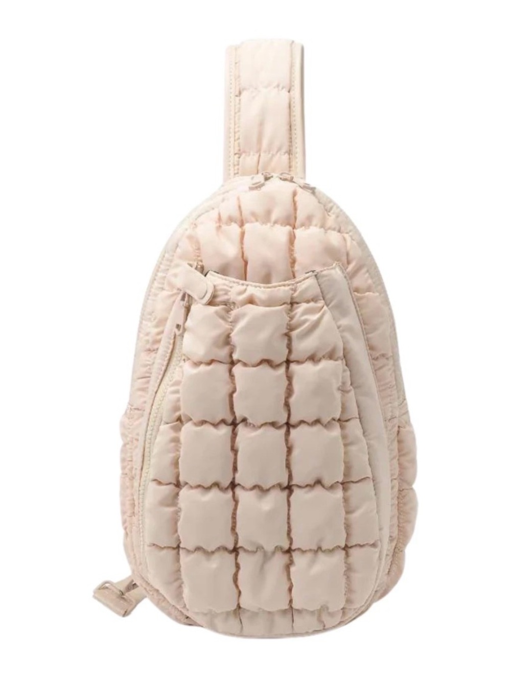 Quilted puffer Sling pickleball paddle tennis sling Backpack in Light Beige - Picture 1 of 6